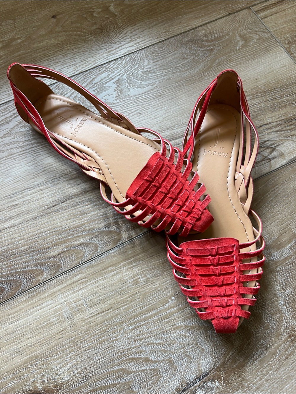 J. Crew Red Woven Slingback Flats